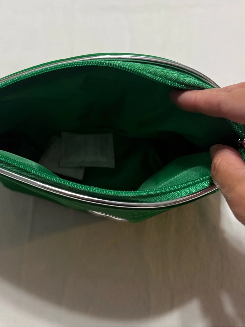 Clinique Emerald Green Cosmetic Case with Silver Emblem